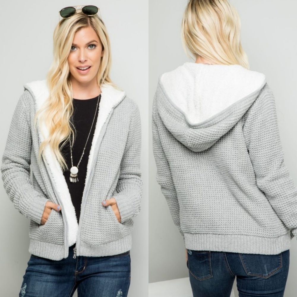 LAST 1! Super cozy Sherpa lined zip up hoodie - Picture 1 of 8